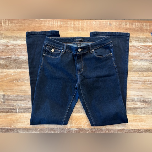 White House Black Market WHBM Dark Blue Skinny Flare Jeans, Size 10 - Picture 9 of 14